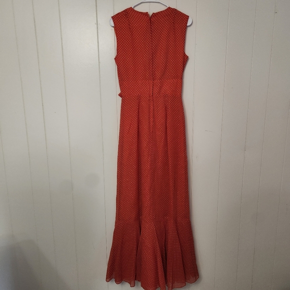 Vintage 60s Miss Elliette California Red Polka Dot Sleeveless Maxi Dress… - Picture 6 of 6